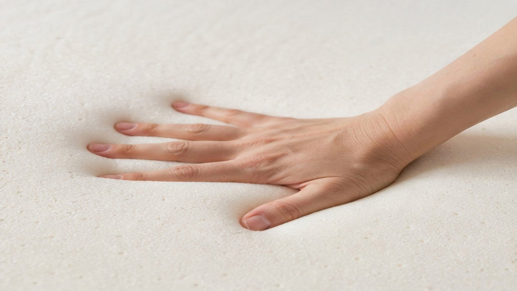 Bedroom comparison showing a worn mattress beside a supportive replacement option