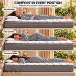 Back, side and stomach sleeping positions on the UltraFlex® GLORY medium-firm hybrid mattress.