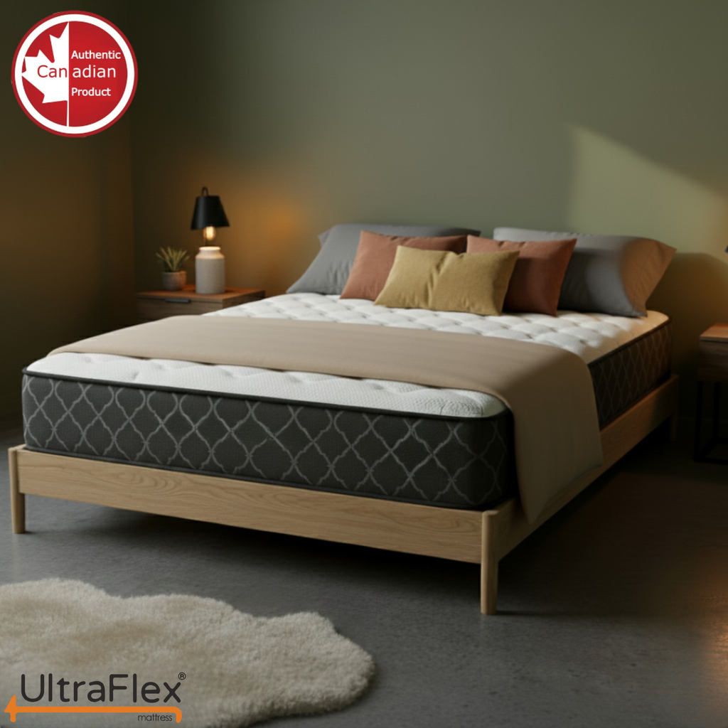 UltraFlex® SUMMIT Firm Pocket Coil Hybrid Mattress with Waterproof Mattress Protector – Canadian-Made Orthopedic Support with Cooling Gel Foam, Quilted Top, Breathable & Hypoallergenic Comfort, Edge Support & Motion Isolation Mattress