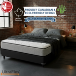 UltraFlex DreamWeaver mattress graphic highlighting Canadian manufacture and materials.