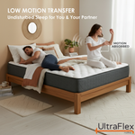 Two people on an UltraFlex Stellar mattress in a low-motion-transfer demonstration.
