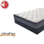 Close-up of the UltraFlex Delight mattress corner and quilted sleeping surface.