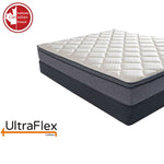 Alternate corner view of the UltraFlex Delight mattress above a foundation.
