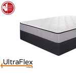 Close-up of the UltraFlex Paradise mattress corner and dark edge piping.