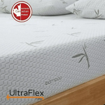 UltraFlex SolidSleep mattress surface and side cover with green bamboo motifs.