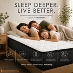 Family resting on an UltraFlex Balance mattress in a softly lit bedroom.