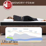 Side sleeper on a mattress above a diagram illustrating foam contouring beneath the body.