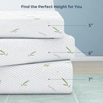 UltraFlex EasySleep mattress height comparison showing 5-inch, 6-inch and 7-inch options.