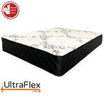 UltraFlex Destiny mattress with a floral white top and diamond-stitched black sides.