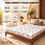 UltraFlex Divine mattress showing high-density polyurethane foam, body-contouring comfort, medium-to-firm feel and Canadian-made features.