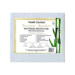 Health Comfort bamboo mattress protector packaging with green bamboo graphics.