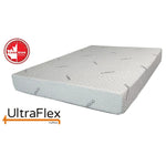 UltraFlex Leisure mattress with a white bamboo-patterned cover, shown at an angle.
